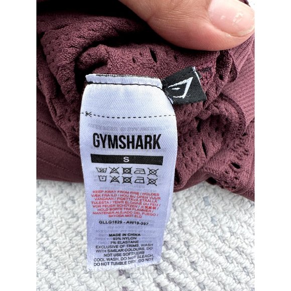 Gymshark Leggings Small Red Energy Crop Eyelet detail Laser Cut Maroon Womens - Picture 9 of 12